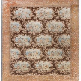 Exquisite Antique Amritsar Indian Allover Floral Ivory Hand-Knotted Wool Rug – Circa 1920 (Size Adjusted) BB8291