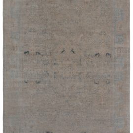 Oversized Antique Indian Floral Allover Cream Beige Hand-Knotted Wool Rug – Circa 1900 BB8273