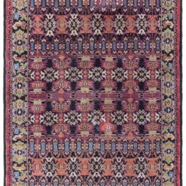 Antique Agra Indian Allover Geometric Purple Hand-Knotted Cotton Carpet – Circa 1930 BB8280