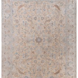 Antique Tabriz Persian Allover Floral Soft Beige Hand-Knotted Wool Rug – Circa 1930 BB8277