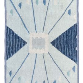 Abstract Modern Geometric Slate Gray Handmade Wool Runner “Trilune” N12630