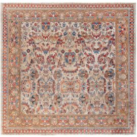 Antique Turkish Allover Floral Light Beige Hand-Knotted Wool Rug – Circa 1860 BB8274