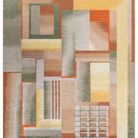 Vintage French Art Deco Geometric Warm Tan Hand-Knotted Wool Rug Bauhaus BB8281