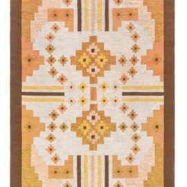 Swedish Mid-Century Geometric Light Beige Flatweave Wool Rug By Mary Sandberg BB8286