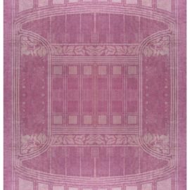 Vintage Art Nouveau Geometric Dusty Rose Hand-Knotted Wool Carpet Viennese Secessionist By Julius Orendi BB8275