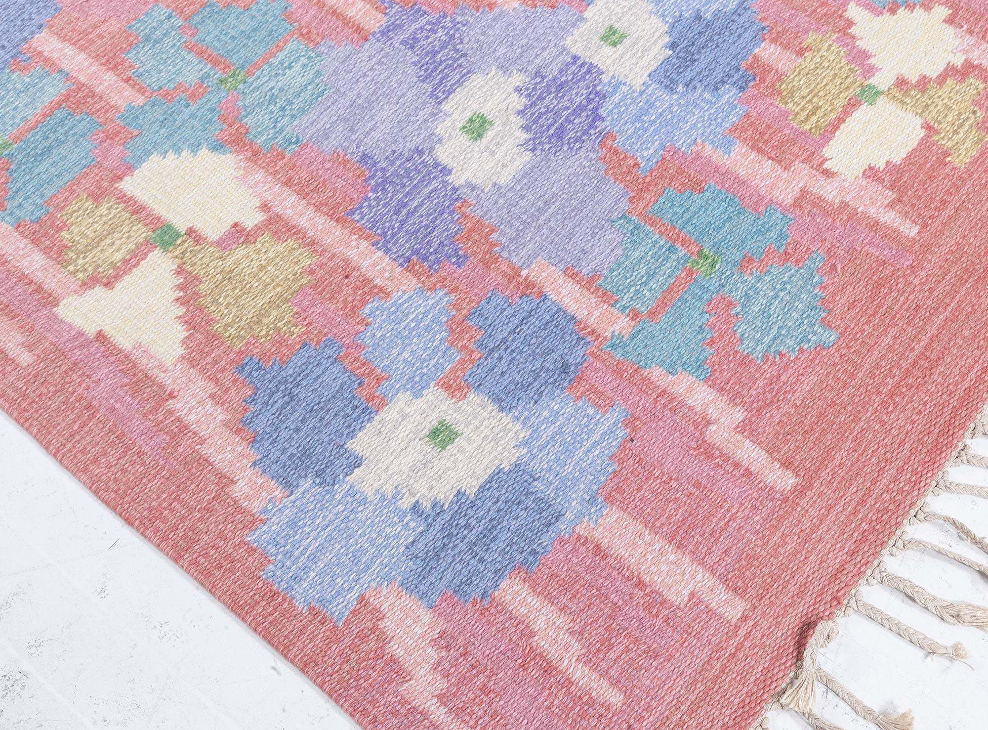 Scandinavian Vintage Floral Cream Flatweave Wool Rug BB8309 Scandinavian Vintage Floral Cream Flatweave Wool Rug BB8309