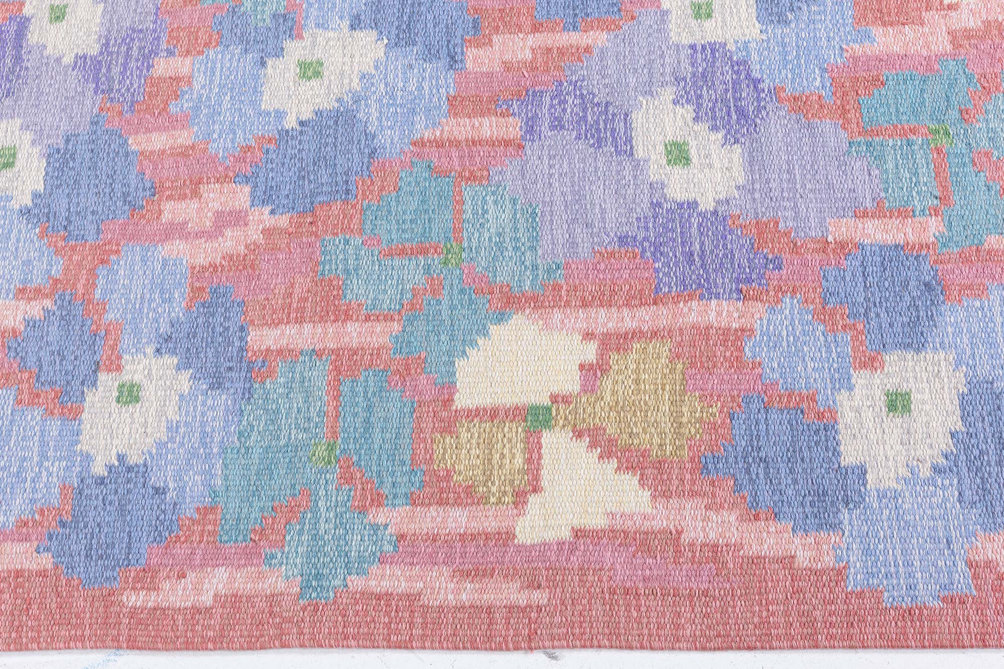 Scandinavian Vintage Floral Cream Flatweave Wool Rug BB8309 Scandinavian Vintage Floral Cream Flatweave Wool Rug BB8309