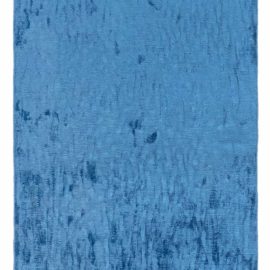 Modern Abstract Rippling Light Blue Hand-Knotted Silk Runner “Cerulia” N12634