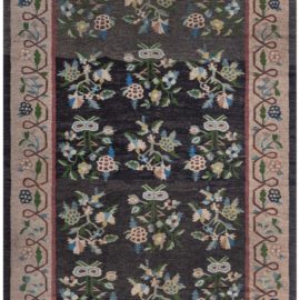 Antique Bessarabian Russian Allover Floral Ivory Flatweave Wool Carpet – Circa 1920 BB8336