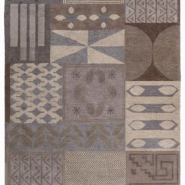 Modern Geometric Interlocking Maze Classic Taupe Handmade Rug “Labyrinth” N12647
