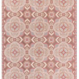 “Quadrifolia” Modern Aubusson Abstract Soft Beige Flatweave Wool Rug N12644