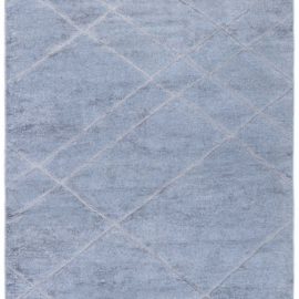Modern Geometric Diamond Slate Gray Handmade Wool & Silk Rug “Crystalline” N12638
