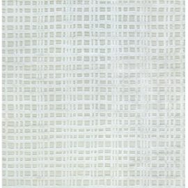Contemporary Geometric Windowpane Light Gray With Soft White Hand-Knotted Wool & Silk Runner “Casement” N12131