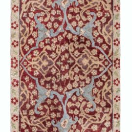 Antique-Inspired Floral Warm Tan Handmade Runner “Arabesques” N12645