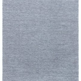 Vintage Scandinavian Geometric Steel Blue Flatweave Wool Rug BB8303