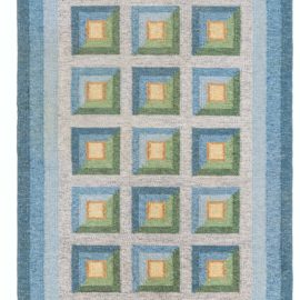 Scandinavian Mid-Century Geometric Light Gray Flatweave Wool Rug By Alice Walleback BB8305