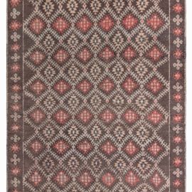 Mid-Century Moroccan Vintage Geometric Hand-Knotted Wool Carpet In Light Gray BB8299