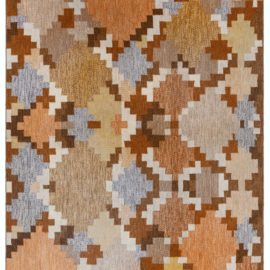 Swedish Mid-Century Geometric Light Beige Flatweave Wool Rug (Fragment) BB8338