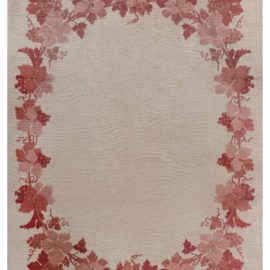 Vintage Art Nouveau Floral Soft Beige Hand-Knotted Wool Carpet Viennese BB8296