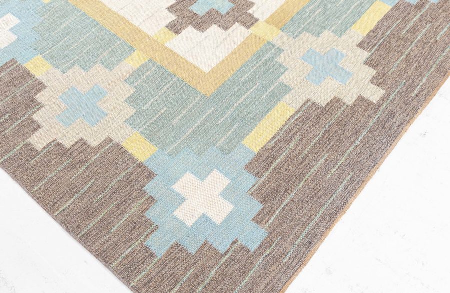 Swedish Flat Woven Rug Signed Sverker Greuholm BB8358