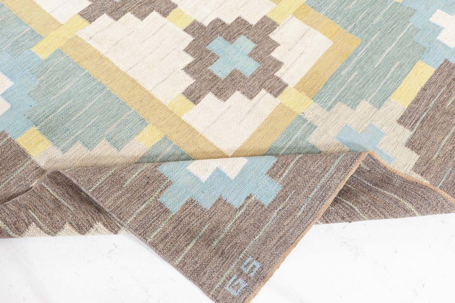 Swedish Flat Woven Rug Signed Sverker Greuholm BB8358