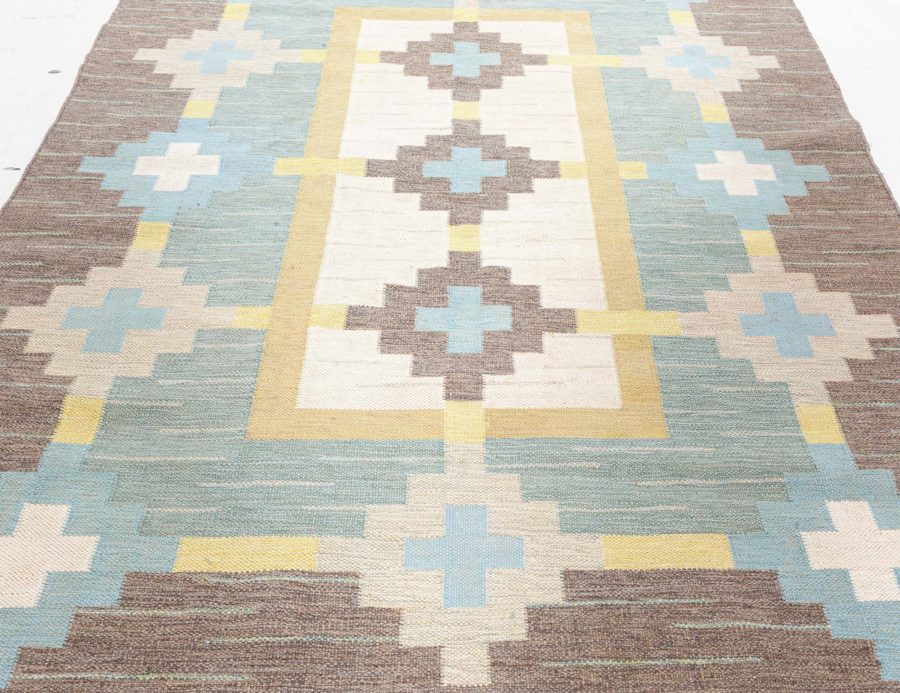 Swedish Flat Woven Rug Signed Sverker Greuholm BB8358