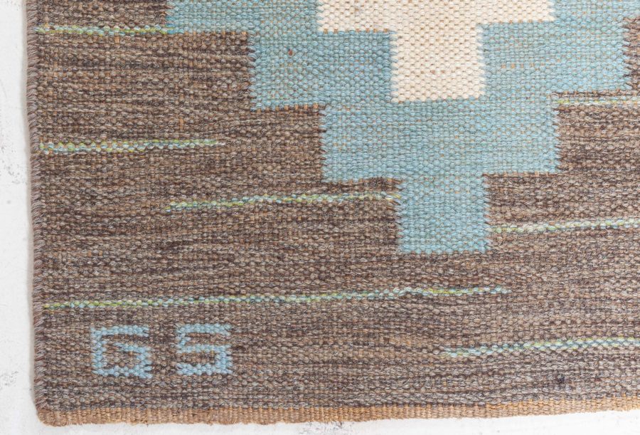 Swedish Flat Woven Rug Signed Sverker Greuholm BB8358