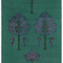 Vintage Irish Arts & Crafts Floral Forest Green Hand-Knotted Wool Runner By C.F.A. Voysey (Fragment) BB8401