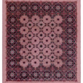 Art Nouveau Vintage Floral Dusty Rose Hand-Knotted Wool Rug Dutch Amsterdam School Rug (C. 1915) Attributed To K.P.C. De Bazel, Executed By Koninklijke Vereenigde Tapijtfabrieken (Kvt) BB8345