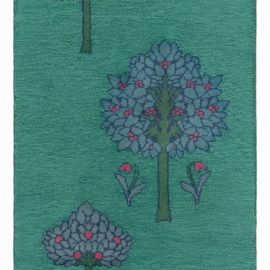 Irish Arts & Crafts Vintage Floral Forest Green Hand-Knotted Wool Runner By C.F.A. Voysey (Fragment) BB8399