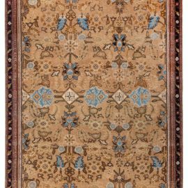 Antique Indian Allover Floral Warm Tan Hand-Knotted Wool Rug – Circa 1930 Agra BB8341