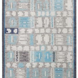 Scandinavian Flatweave Geometric Light Gray Wool Rug N12650