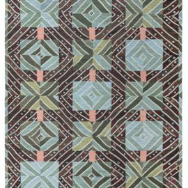 Modern Swedish Flat Weave Wool Rug – Geometric Nordic Harmony in Cool Earth Tones N12677