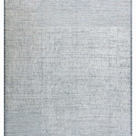 Abstract Modern Grid Light Gray With Slate Blue Hand-Knotted Wool Rug mashup “Mashup Grid” N12672