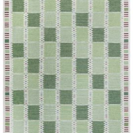 Contemporary Flatweave Geometric Ivory Hand-Knotted Wool Rug N12674