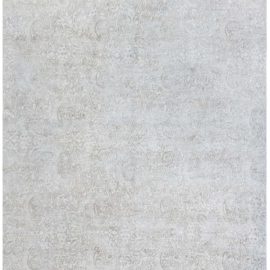 Modern Damask Light Gray With Taupe Handmade Silk Rug “Silhouette” N12656