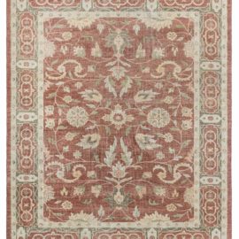 Contemporary Traditional Flatweave Floral Cream Beige Wool Rug “Vinerose” N12673