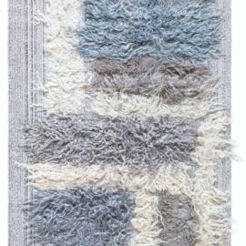 “Floe” Modern Hand-Knotted Abstract Light Gray Handmade Wool Rug N12664