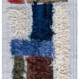 Modern Mosaic Patchwork Light Beige Hand-Knotted Wool Rug “Tesselluxe” N12663