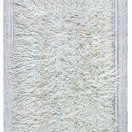 Modern Hand-Knotted Solid Ivory Handmade Wool Rug “Tulu” N12665