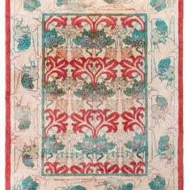 Vintage Irish Arts & Crafts Floral Ivory Hand-Knotted Wool Rug BB8393