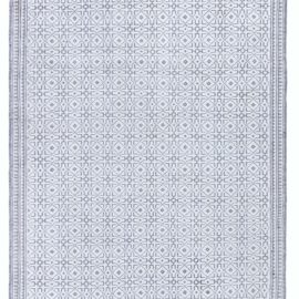 Vintage Indian Geometric Light Gray With Slate Gray Flatweave Cotton Runner (Size Adjusted) Agra BB8349