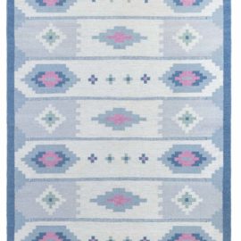 Vintage Scandinavian Geometric Light Gray Flatweave Wool Rug BB8357