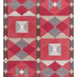Swedish Vintage Geometric Light Beige Flatweave Wool Rug By Rakel Carllander BB8378