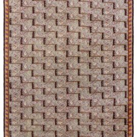 Vintage Scandinavian Floral Classic Taupe Hand-Knotted Wool Carpet Pile BB8364