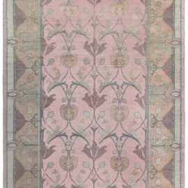 Vintage Irish Arts & Crafts Floral Classic Taupe Hand-Knotted Wool Rug Attributed To Voysey BB8407
