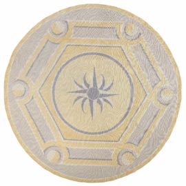 Antique Aubusson French Medallion Geometric Light Beige Hand-Knotted Wool Carpet – Circa 1930 Attributed To André Arbus BB8405