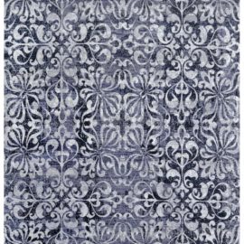 Abstract Modern Arabesque Slate Gray Hand-Knotted Wool & Silk Rug midnight “Midnight Arabesque” N12706