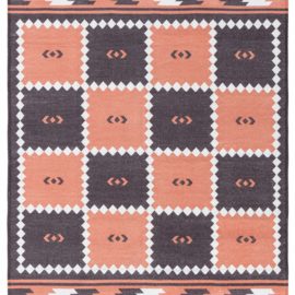 “Cuadrata” Modern Dhurrie Checkerboard Grid Ivory Handmade Cotton Rug N12682