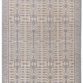 Floral-Inspired Traditional Handmade Wool Rug Featuring Pomegranate Motif In Light Beige With Blue “Granatum” N12710
